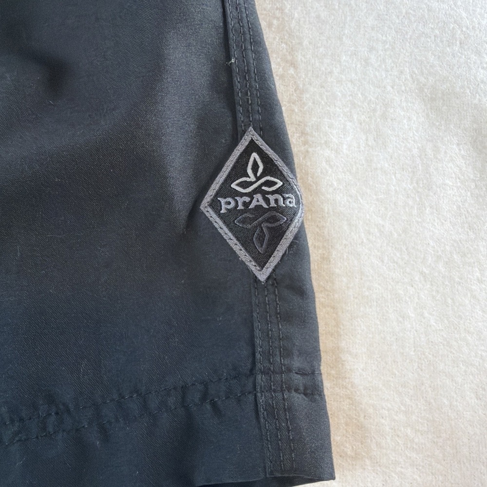 prAna Men's Athletic Shorts Size S Black Recycled Polyester Drawstring - Picture 5 of 10